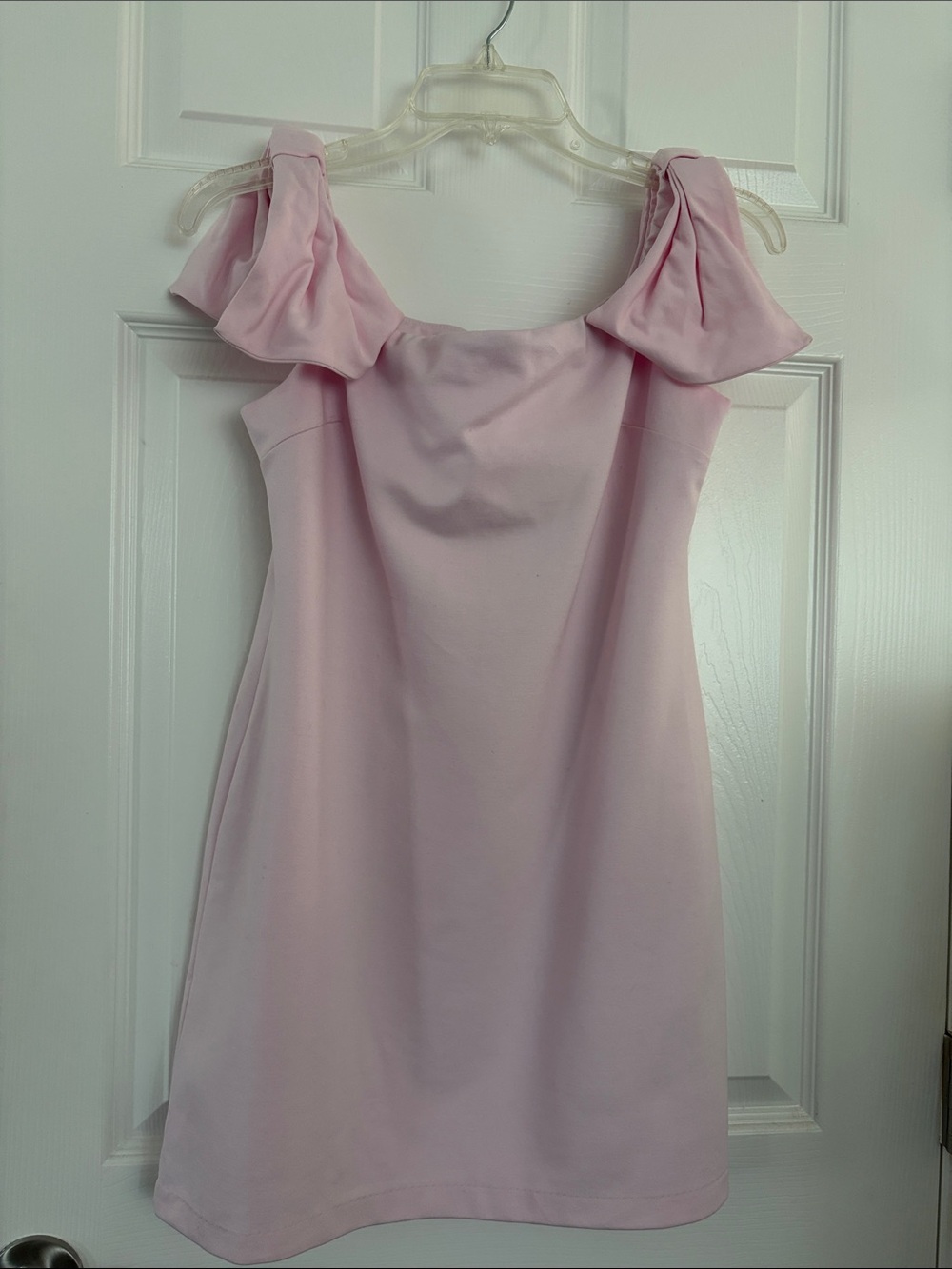 Women's Light Pink Off-Shoulder Mini Dress with Statement Sleeves